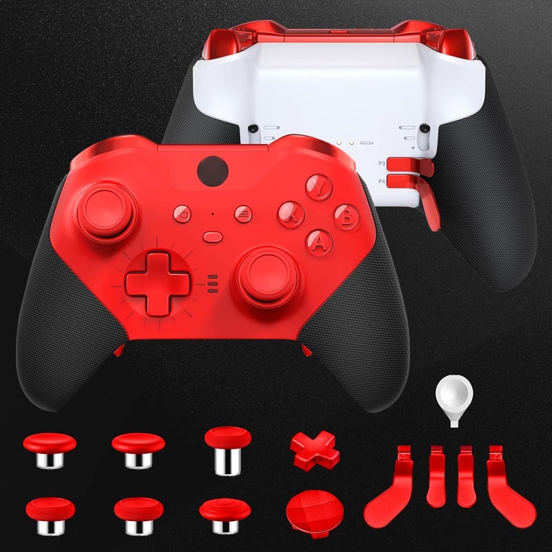 VANPARK Complete Component Pack for Xbox Elite Controller Series 2 Core，Accessories Include 1 Carrying Case, 1 Charging Dock&Cable, Metal 6 Joysticks, 4 Paddles, 2 D-Pads, 1 Adjustment Tool(Red) - Image 4